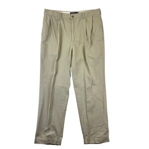 Polo Ralph Lauren Mens 38x32 Khaki Hammond Flat Front Pleated Chino Pants Cotton